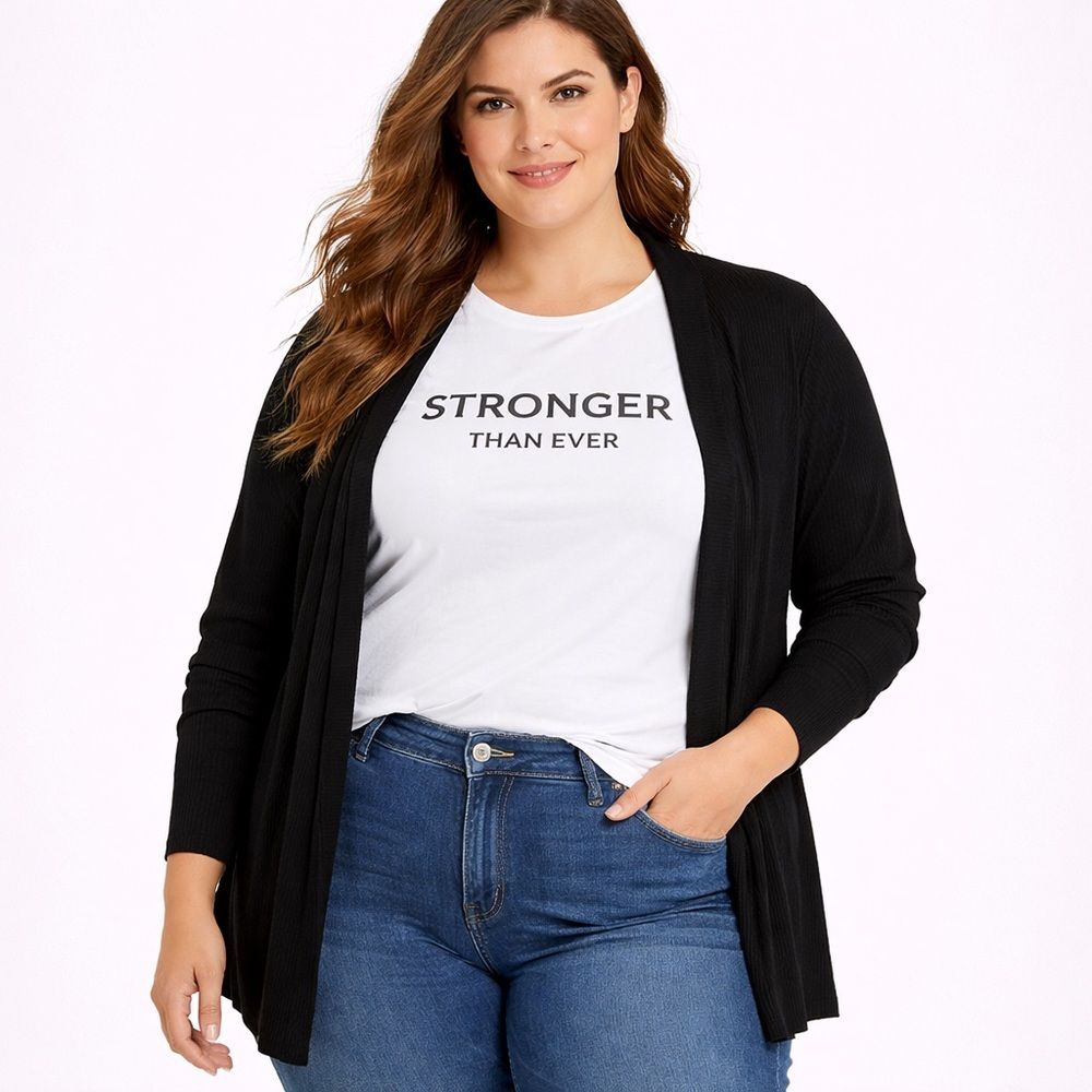 Black Open-Front Women's Sweater